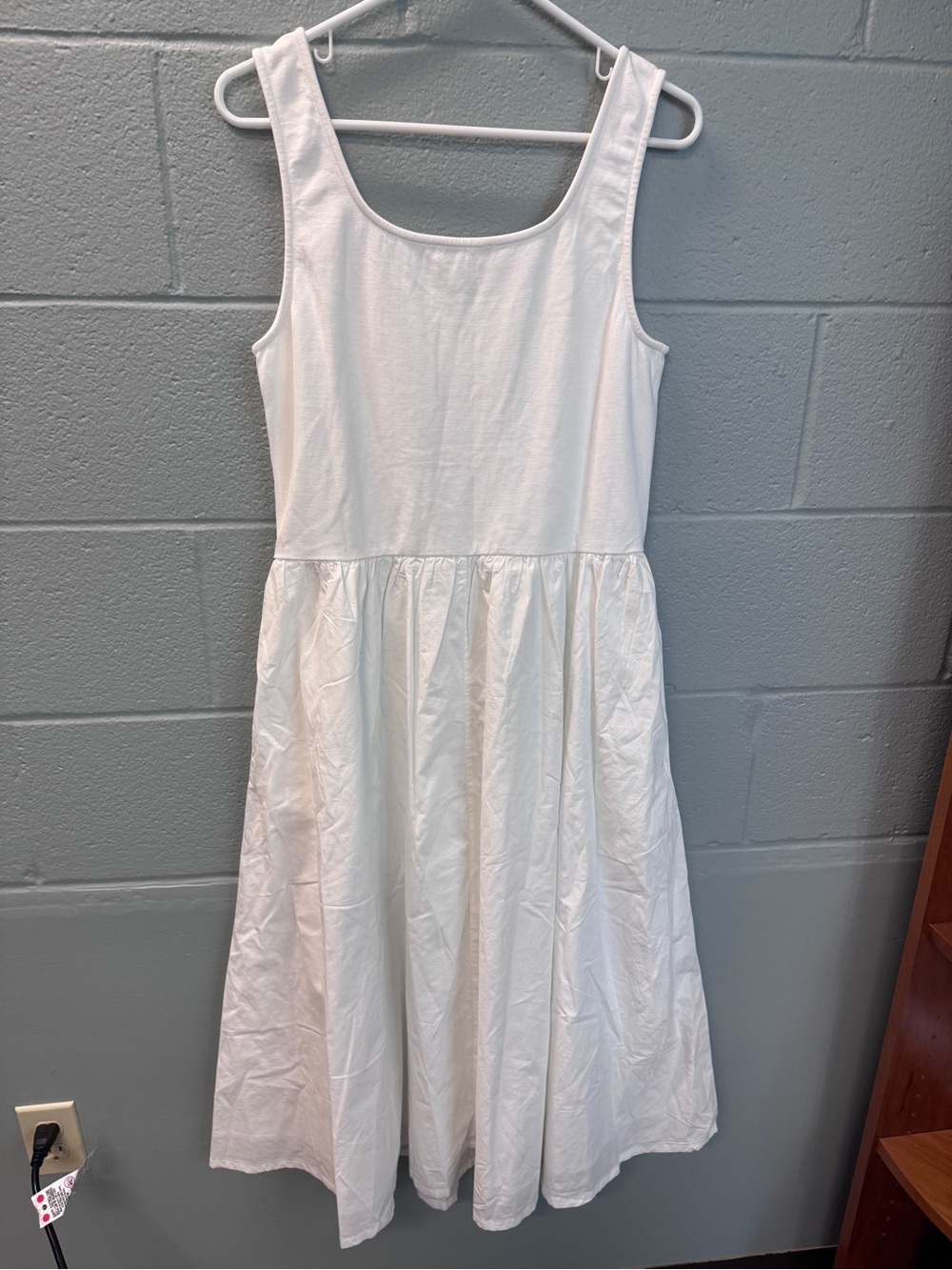 NWT Quince Organic Cotton Mixed Media Poplin Fit & Flare Maxi Dress White L - Picture 7 of 9